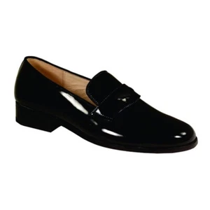 Black Siena Genuine Patent Leather Slip On Tuxedo Shoes - Picture 1 of 1