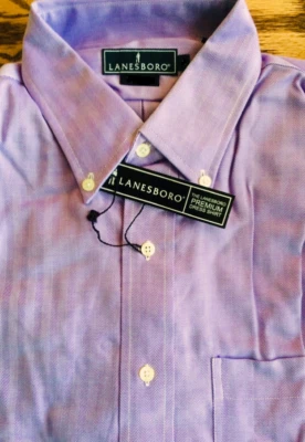 NWT MENS LANESBORO NO IRON BD COLLAR DRESS SHIRT-LAVENDER HERRINGBONE-15.5 34/35 - Image 1 of 2