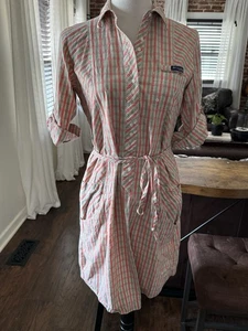 Columbia Super Bonehead PFG Shirt Dress Size M Belted Roll Tab Sleeve Hiking - Picture 1 of 8