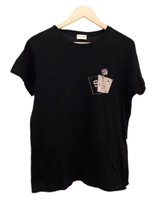 SAINT LAURENT Paris Men's UK Small Black Printed Short Sleeved T-Shirt Pre Loved - Picture 1 of 10