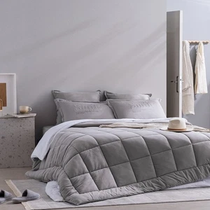 Bobigny Juego de edredón de algodón SuperSoft para cama individual, gris claro - Imagen 1 de 4