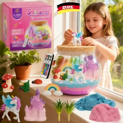 Einhorn Terrarium Bastelset mit Licht DIY Kit Kinder 3 bis 12 Jahre Geschenkidee - Bild 1 von 4