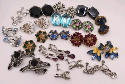 Vintage Para Mod Strass Colorido, Vidro Clip-on Parafuso Traseiro KRAMER CORO - Imagem 1 de 4