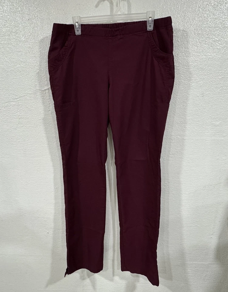 Pantalones Médicos Para Mujer Granate Cintura Elástica Bolsillos Traseros Talla Grande Foto 1 de 4
