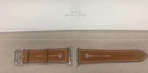 Bracelet Apple Watch Hermès en cuir marron clou de selle bracelet tour unique 8 pouces - Photo 1 sur 6
