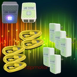 5X 4 USB PORT HUB WALL ADAPTER+10FT CABLE POWER CHARGER YELLOW GALAXY NOTE NEXUS - Photo 1/1