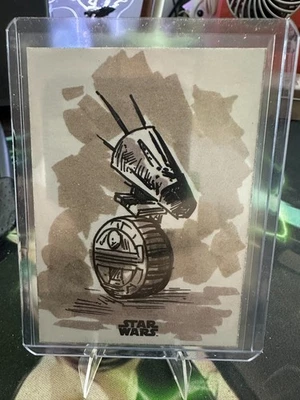 Tarjeta de boceto 2025 Star Wars Topps cromada D-0 droide 1/1 de Basak Kahraman🔥 Foto 1 de 2