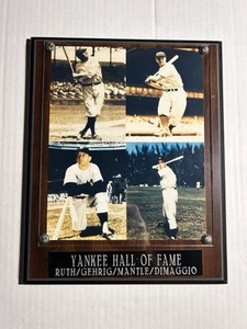 Targa Yankee Hall Of Fame 10 x 13, Ruth, Gehrig, Mantle, DiMaggio - Foto 1 di 7