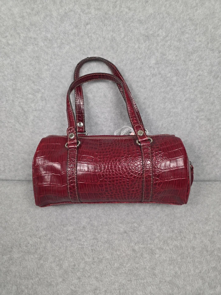 Bolso Cartera Liz Claiborne Mujer Borgoña Cocodrilo Repujado Cartera de Hombro PVC Foto 1 de 4