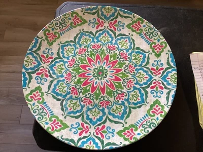 Plato grande redondo colorido melamina 17 1/2" para servir Foto 1 de 3