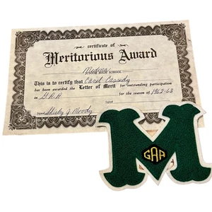 Vntg Medina Jr High School GAA Lettera di Merito 62-63 "M" Letterman con certificato - Foto 1 di 5