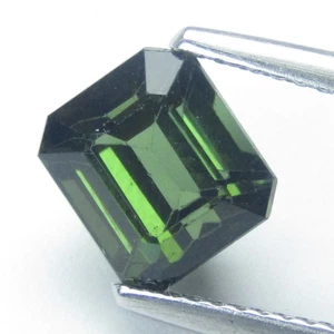 2.77Cts Nice Natural Green Tourmaline 7.6x6.8mm Emerald Shape Collection Gem - Imagen 1 de 7