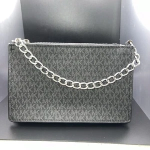 Michael Kors Black & Gray Leather Purse/Belt Bag w/silver Accents - Picture 1 of 11