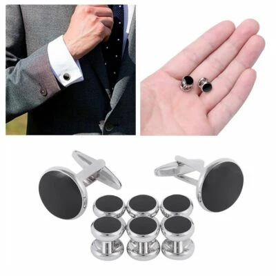 FEESHOW 8pcs Men Metal Tuxedo Shirt Round Cufflinks+Studs Button Set AU - image 1 of 4