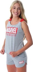 Marvel Comics Womens' Marvel Avengers Logo Tank Short Loungewear Set, Small