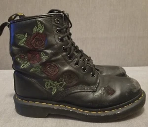 Dr. Martens 1460 Vonda Floral Leather Ankle Boots Red Rose Combat Grunge Sz 7 - Picture 1 of 11