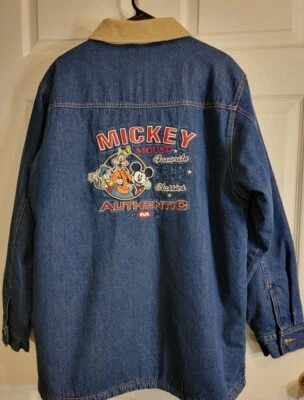 Casaco jeans bordado tamanho M RARO Disney Store Mickey, Donald e Pateta com lã - Imagem 1 de 4