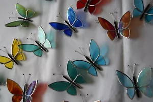 7 x butterfly's Stained Glass handmade sun-catcher's / window decoration's - Picture 1 of 15