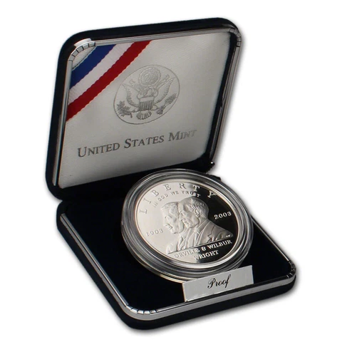 2003 P US First Flight Commemorative Proof Silver Dollar in OGP Cover