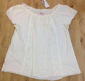 Epic Threads Girls Holiday Ivory Lace Overlay Tee, Size Medium - Picture 1 of 2
