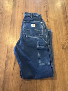 Carhartt Pants Kids Boys Size 10 100% Cotton Carpenter Blue Denim Jean - Picture 1 of 8