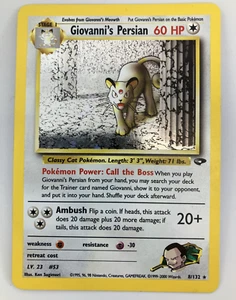 Giovanni's Persian 8/132 Gym Challenge Holo 1st Edition Pokemon LP - Picture 1 of 11