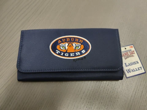Officially Licensed Auburn Tigers Team Logo Women's Tri-Fold Wallet - Navy Cover
