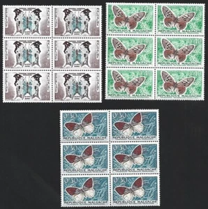 (AOP) Malagasy #306-08 1960 Butterflie MNH blocks of 6 - Picture 1 of 2