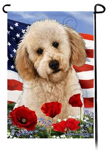 Patriotische Blumen Garten Flagge - gelber Labradoodle - Bild 1 von 1