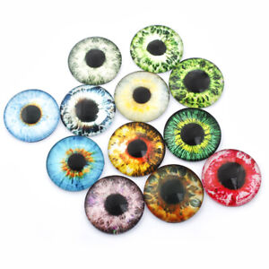 10Pcs Mixed Round Pupil Eye Pattern Glass Cabochon Beads 8mm 10mm 16mm 30mm
