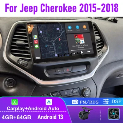 4+64GB For Jeep Cherokee 2015-2018 Apple Android Auto Car Radio AM GPS Head Unit - Image 1 of 4