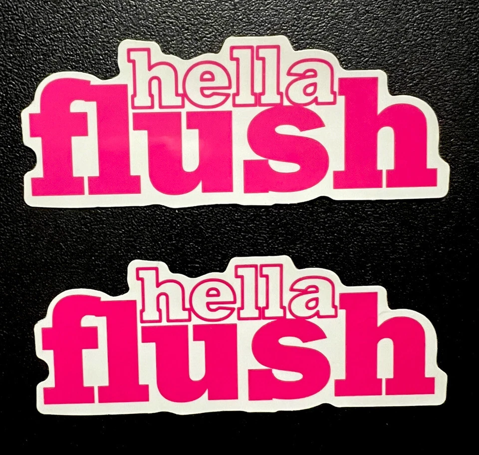 2 pegatinas Hella Flush. Envío gratuito con seguimiento *brillante* tamaño: 3,5”x1,5” autoadhesivo Foto 1 de 1