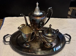 Wm Rogers PLYMOUTH EPNS Tee- oder Kaffeeservice mit großem Tablett - Bild 1 von 15