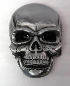 Belt Buckle Large Skull Pewter Finsh Impressive Piece 1.5" Belt Size Plate Type - Picture 1 of 4