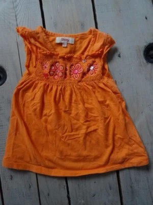 Débardeur sans manches orange brodé fleurs blanches & fuchsia SHINY Taille 4 Ans - Photo 1/4
