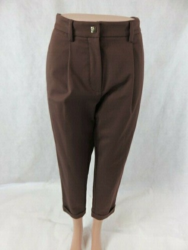 Versace abito pantalone marrone con polsini dettaglio plissettato nuovo con etichetta taglia 42