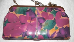 Patricia Nash Italian Leather Kisslock Clutch Purse Chain Strap Blooming Romance - Picture 1 of 5