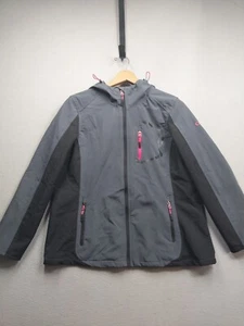 CB Sport Jacket Womens 1X Gray/Black/Pink Zippered Pockets Hooded Lined Coat - Picture 1 of 7