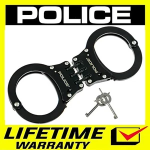 POLICE Handcuffs Professional Heavy Duty Steel Black - Picture 1 of 8