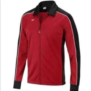 Speedo Streamline Jacket Youth Unisex Black and Maroon/Red - Picture 1 of 7