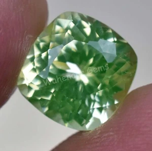 7.05 Ct Natural Green Peridot Cushion Shape VVS Pak Gemstone AGL Certified - Picture 1 of 5