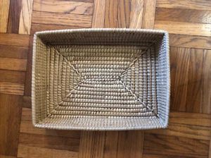 Basket Rattan BOHO storage box rectangular woven brown beige natural 14”x10”x3” - Picture 1 of 9