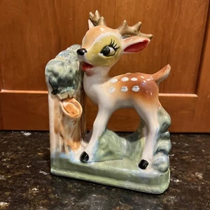 Vintage Ceramic Deer Bookend Nursery Baby Woodland Forest Baby One Only MCM Buck - Picture 1 of 5