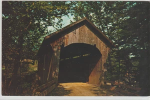 Alte überdachte Brücke, Belvidere Ecken, Vermont Vintage Postkarte unbesendet 2x38 - Bild 1 von 2