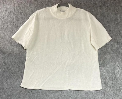 Suéter Tahari Arthur S Levine Mujer XL Crema Manga Corta Tejido Pullover Mínimo Foto 1 de 4