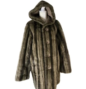 Dennis Basso Damen Wendemantel braun Wildlederimitat und Fellkapuze Größe M A50925 - Bild 1 von 14