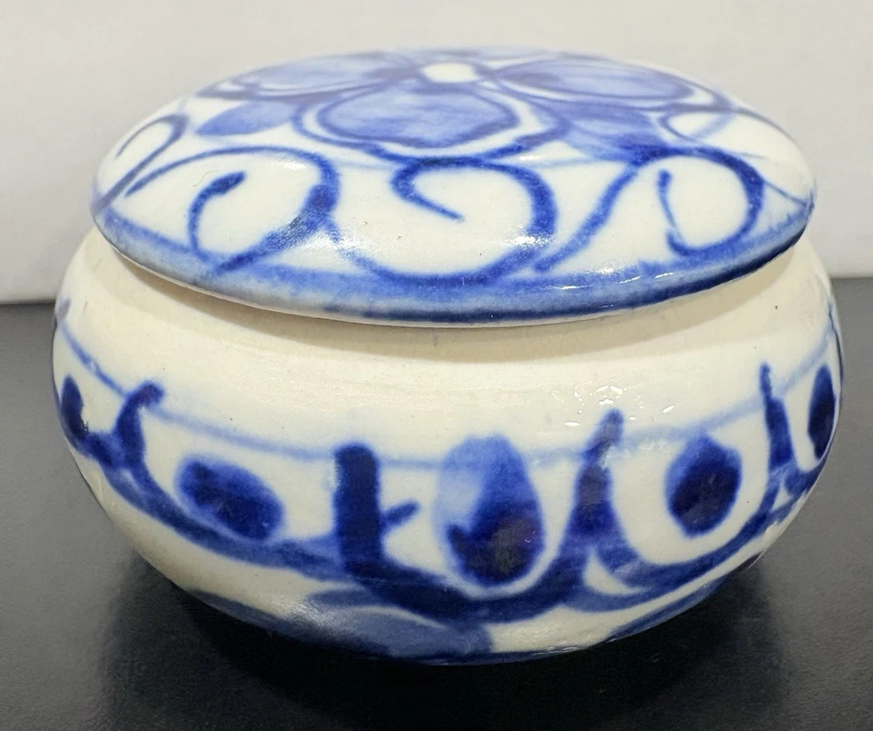 Antigua caja de tinta de pasta de sello de porcelana Famille Verte tapa de plato china pintada a mano Foto 1 de 4