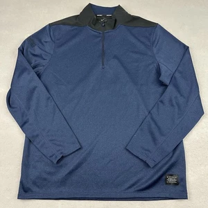 Nike Golf Sweater Men Large Blue Solid Quarter Zip Pullover Breathable Golfer L - Picture 1 of 11