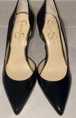 Jessica Simpson 12 Med. Zapatos de salón Claudette de cuero con pateta de aguja negros nuevos sin caja Foto 1 de 4