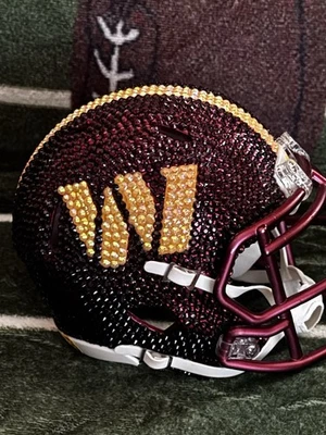 Nuevo Mini Casco de Fútbol Americano WASHINGTON COMMANDERS Estrás Cristal Brillante Foto 1 de 4